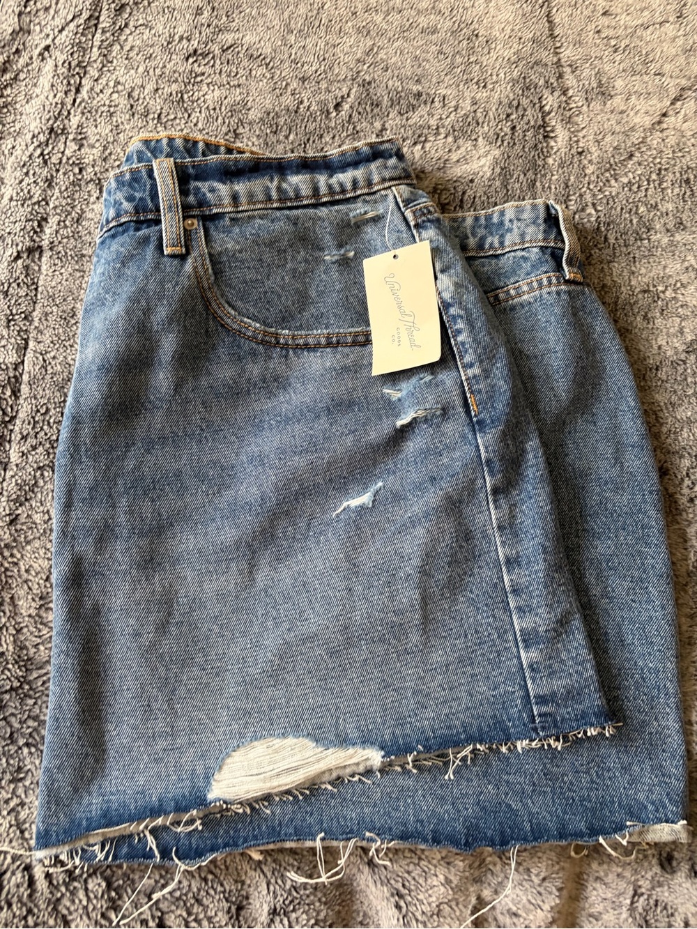 Universal Thread Blue Distressed Denim Mini Skirt